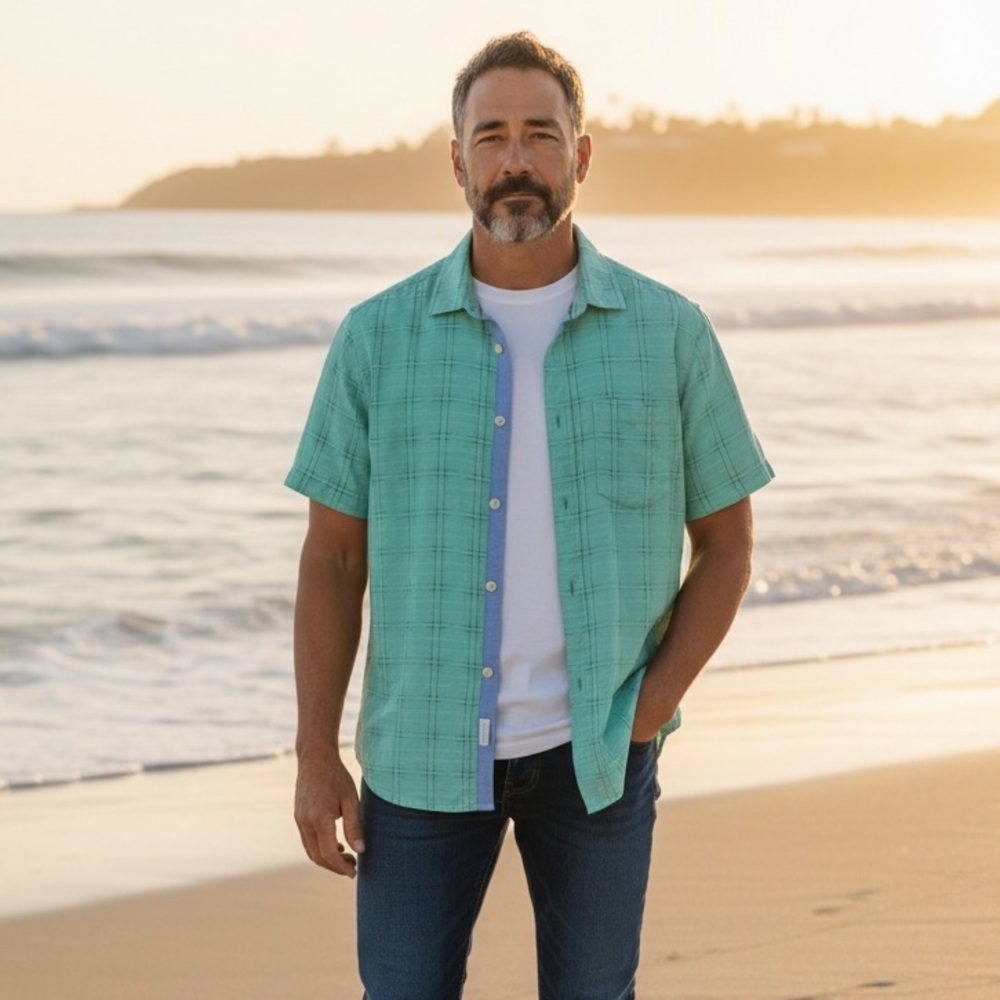 Tommy Bahama Mint Green Casual Button Down Shirt